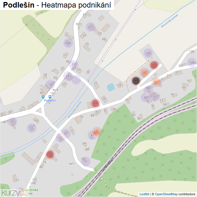 Mapa Podlešín - Firmy v části obce.