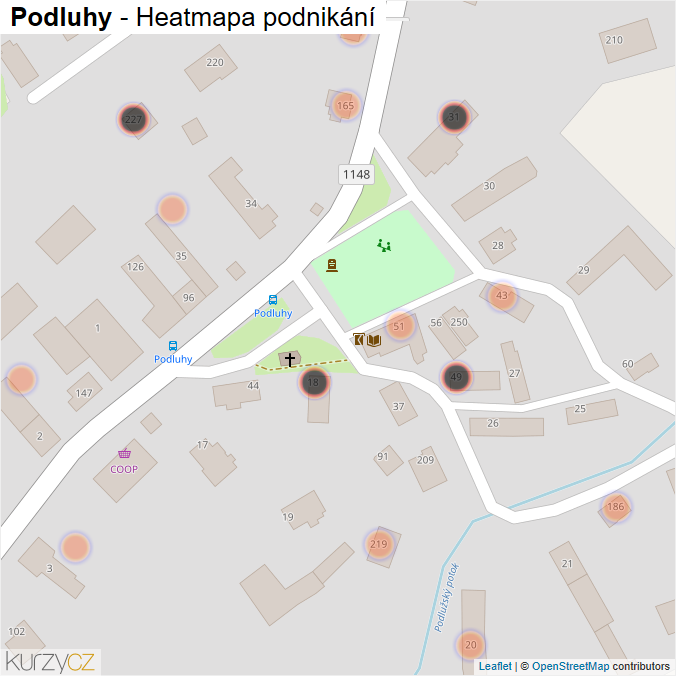 Mapa Podluhy - Firmy v obci.