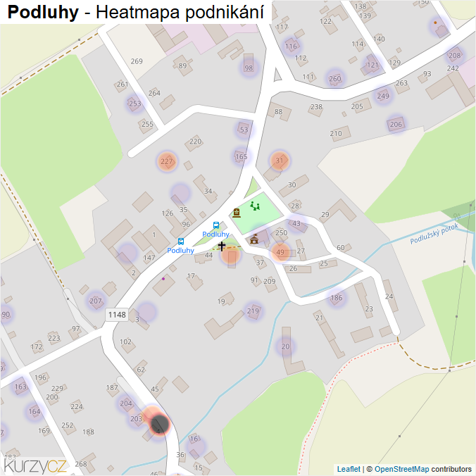 Mapa Podluhy - Firmy v části obce.
