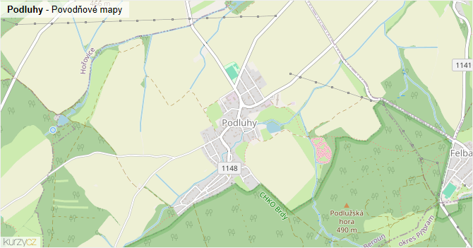 Podluhy - záplavové mapy stoleté vody