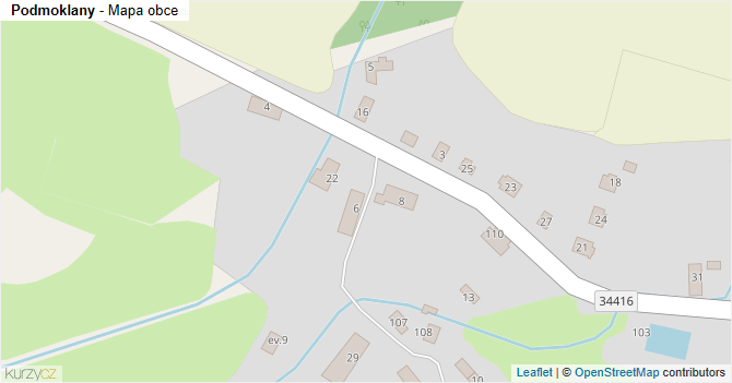 Podmoklany - mapa obce