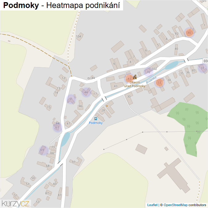Mapa Podmoky - Firmy v části obce.