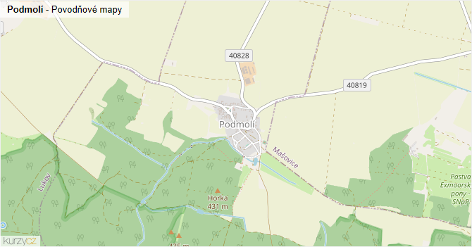 Podmolí - záplavové mapy stoleté vody