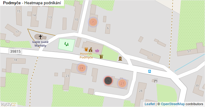 Podmyče - mapa podnikání