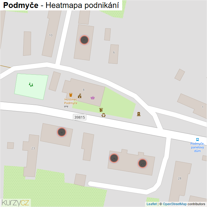Mapa Podmyče - Firmy v obci.