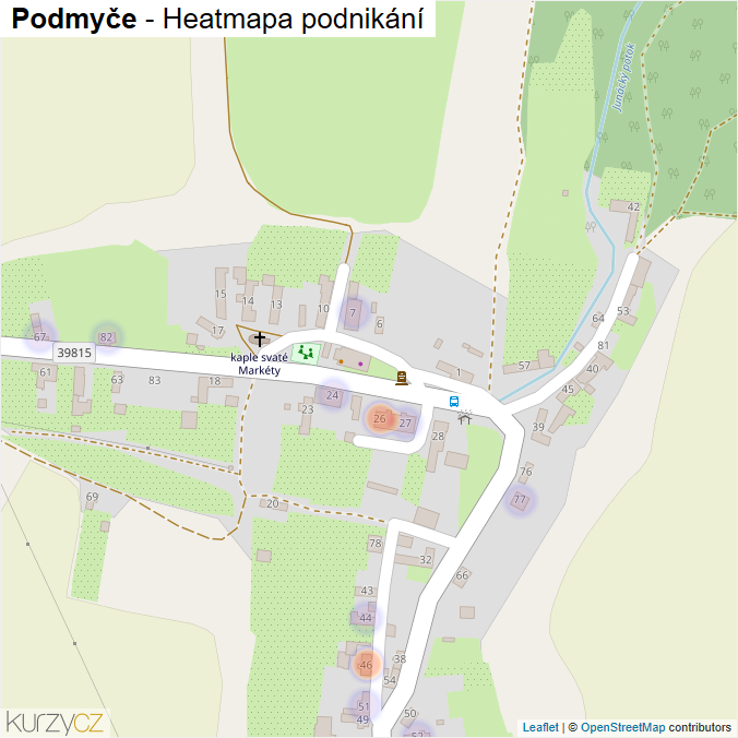 Mapa Podmyče - Firmy v části obce.