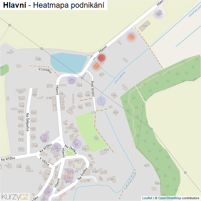 Mapa Hlavní - Firmy v ulici.