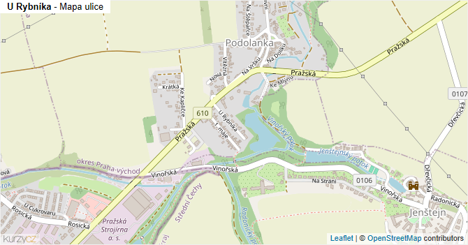 U Rybníka - mapa ulice
