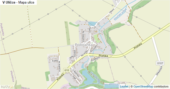 V Uličce - mapa ulice