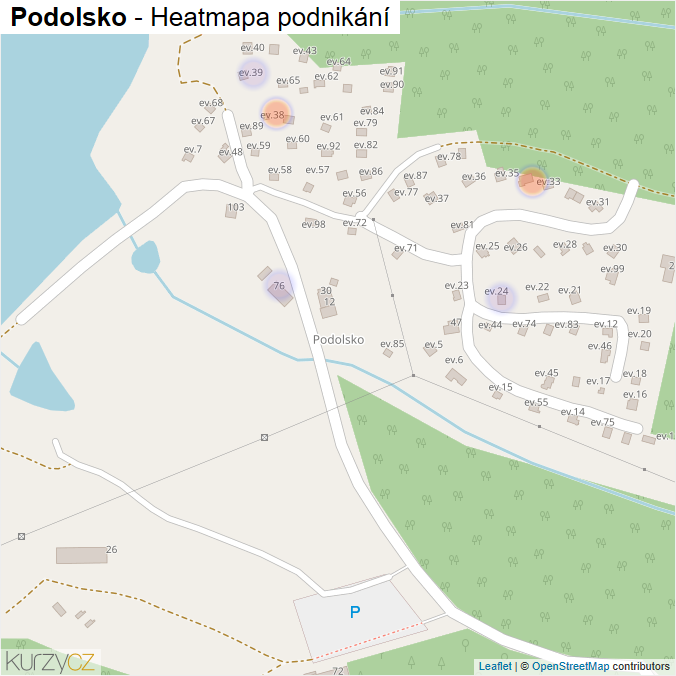 Mapa Podolsko - Firmy v části obce.