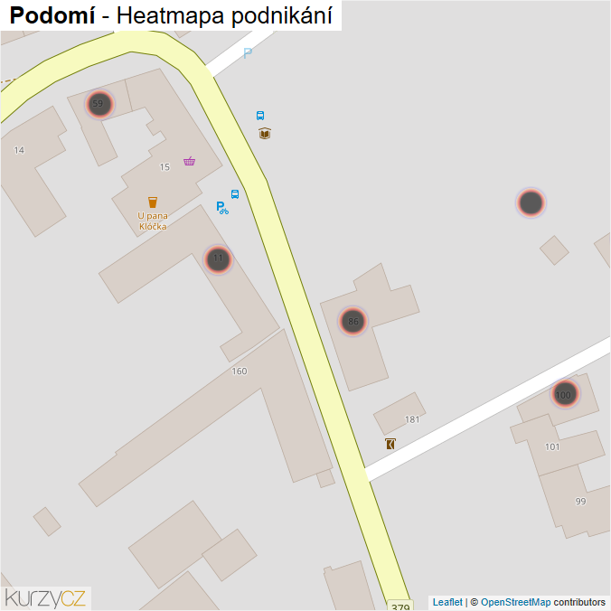 Mapa Podomí - Firmy v obci.