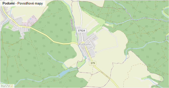 Podomí - záplavové mapy stoleté vody