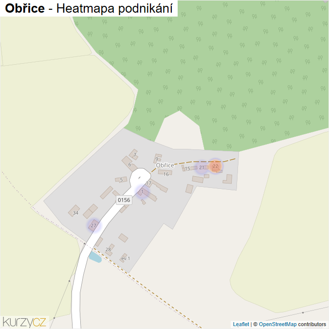 Mapa Obřice - Firmy v části obce.