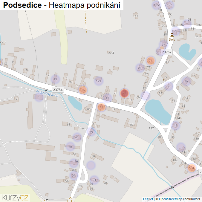Mapa Podsedice - Firmy v části obce.
