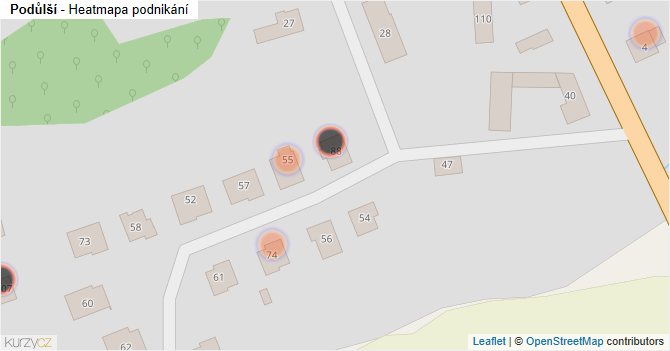 Podůlší - mapa podnikání