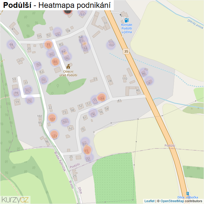 Mapa Podůlší - Firmy v části obce.