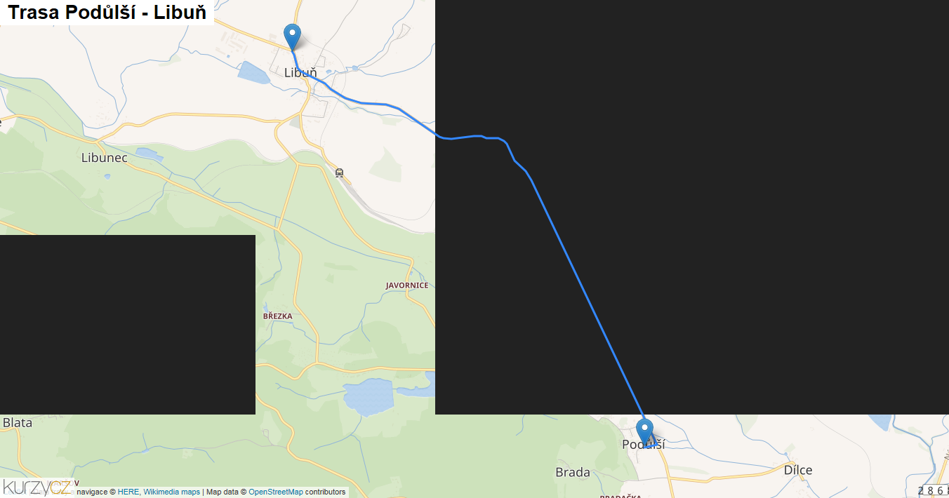 Podůlší-Libuň, mapa trasy