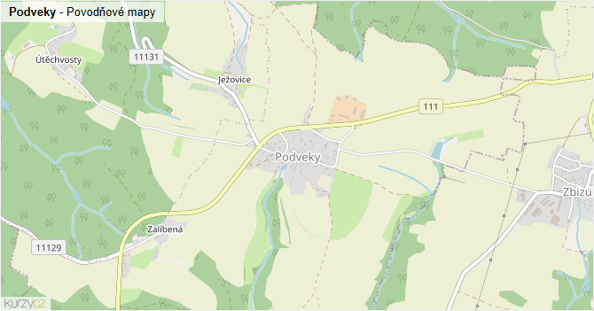 Podveky - záplavové mapy stoleté vody