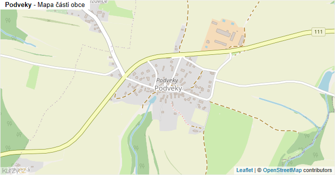 Podveky - mapa části obce