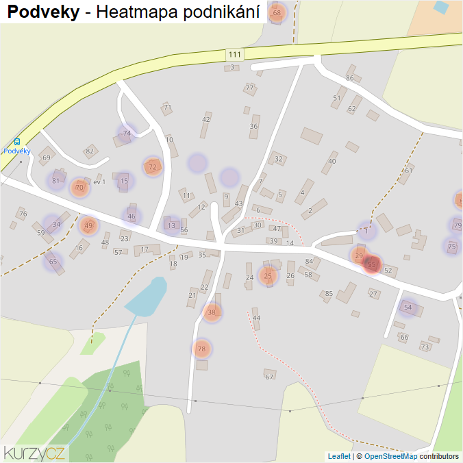 Mapa Podveky - Firmy v části obce.