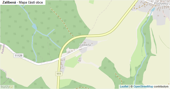 Zalíbená - mapa části obce