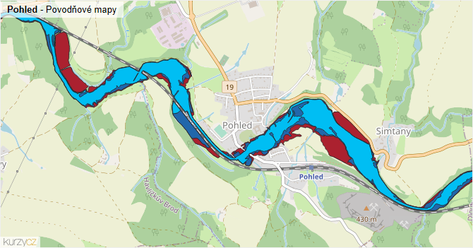 Pohled - záplavové mapy stoleté vody