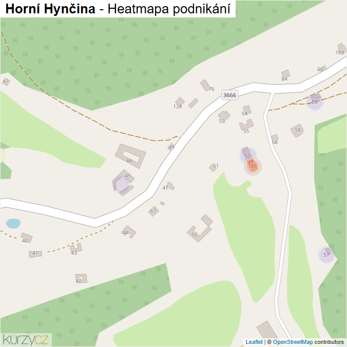 Mapa Horní Hynčina - Firmy v části obce.