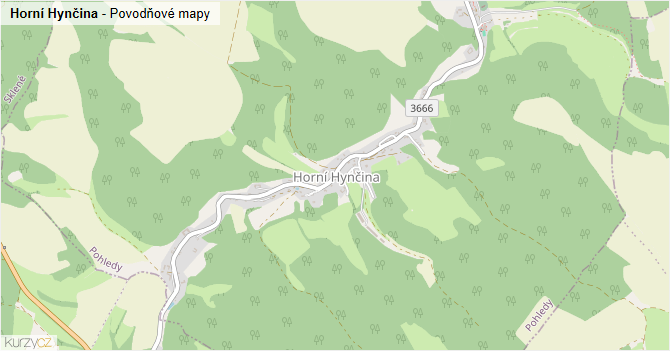 Horní Hynčina - záplavové mapy stoleté vody