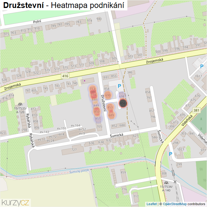 Mapa Družstevní - Firmy v ulici.