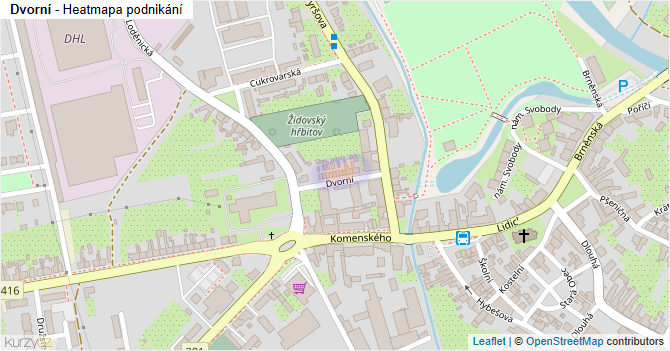 Dvorní - mapa podnikání