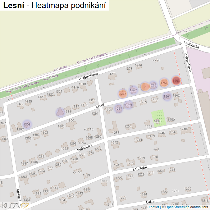 Mapa Lesní - Firmy v ulici.
