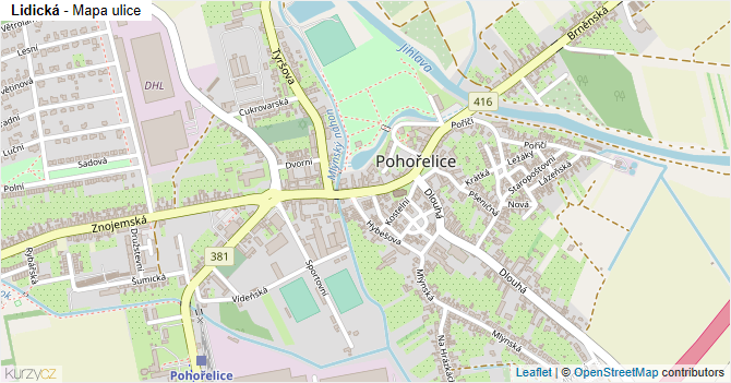 Lidická - mapa ulice