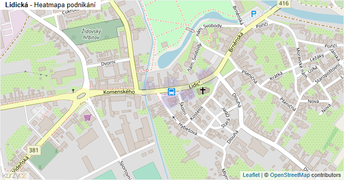 Lidická - mapa podnikání