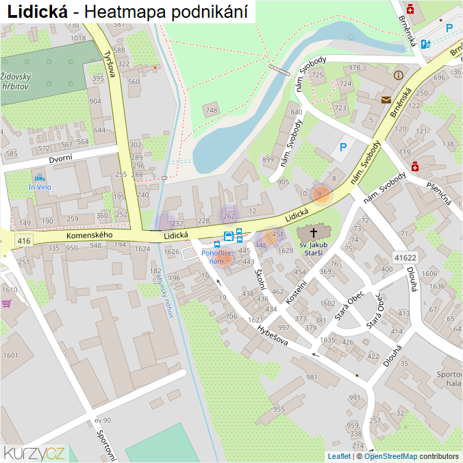 Mapa Lidická - Firmy v ulici.
