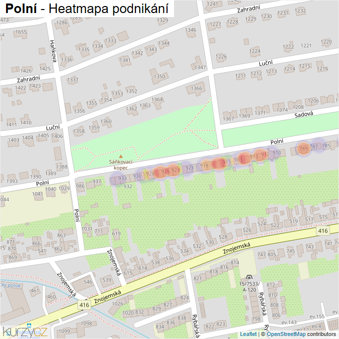 Mapa Polní - Firmy v ulici.