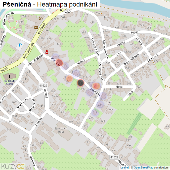 Mapa Pšeničná - Firmy v ulici.