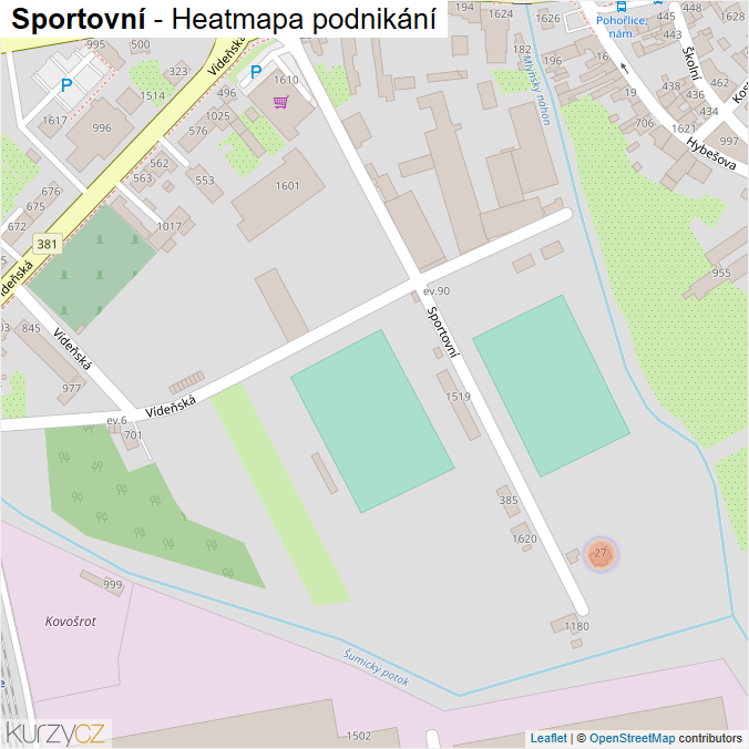 Mapa Sportovní - Firmy v ulici.