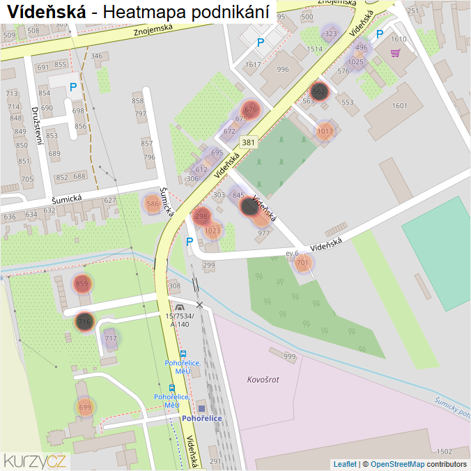 Mapa Vídeňská - Firmy v ulici.