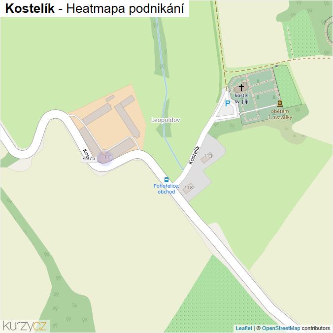 Mapa Kostelík - Firmy v ulici.