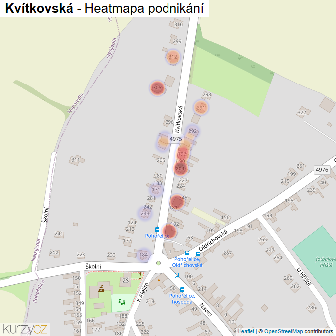 Mapa Kvítkovská - Firmy v ulici.