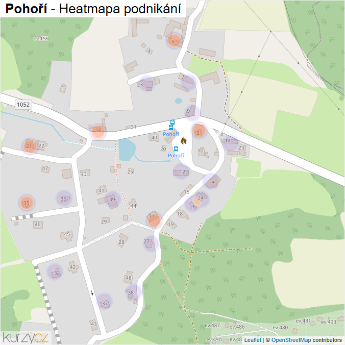 Mapa Pohoří - Firmy v části obce.