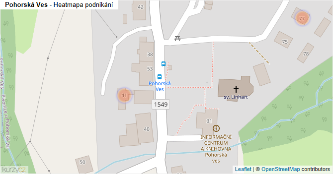 Pohorská Ves - mapa podnikání