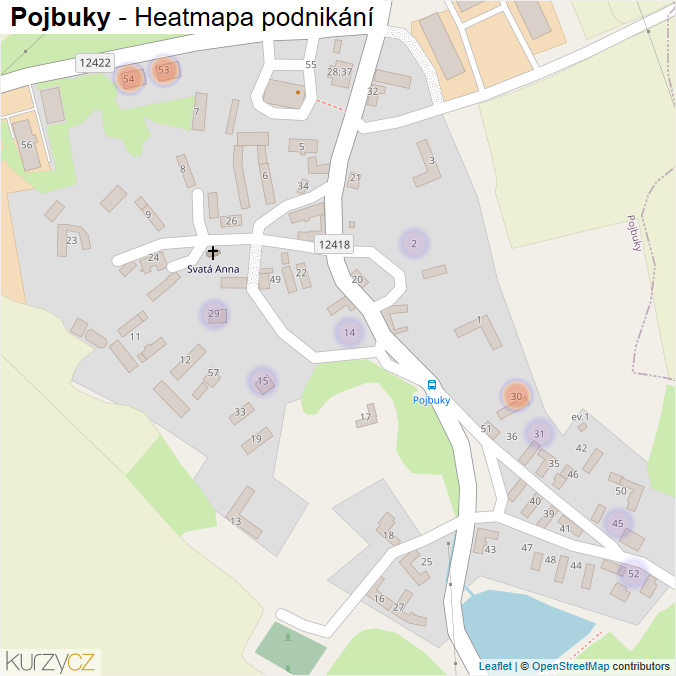 Mapa Pojbuky - Firmy v části obce.
