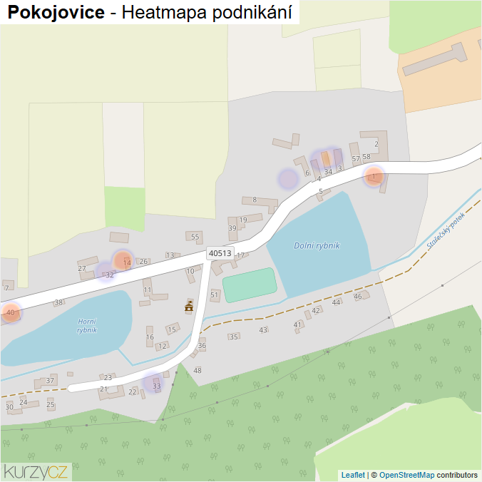 Mapa Pokojovice - Firmy v části obce.