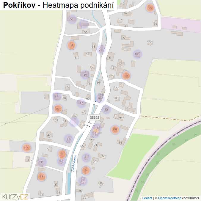 Mapa Pokřikov - Firmy v části obce.