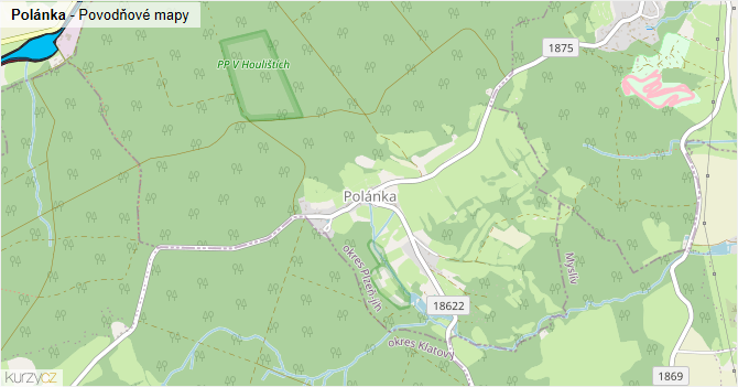 Polánka - záplavové mapy stoleté vody