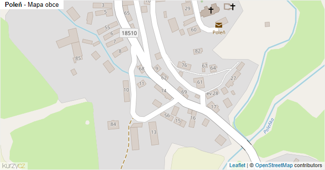Poleň - mapa obce