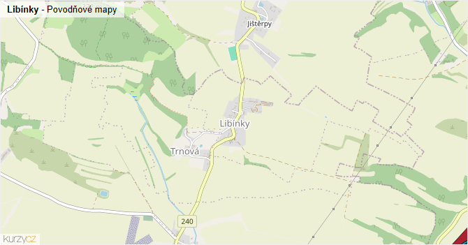 Libínky - záplavové mapy stoleté vody
