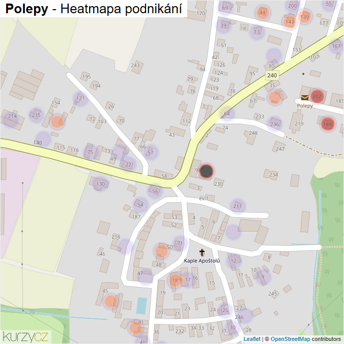 Mapa Polepy - Firmy v části obce.