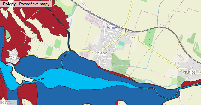 Polepy - záplavové mapy stoleté vody